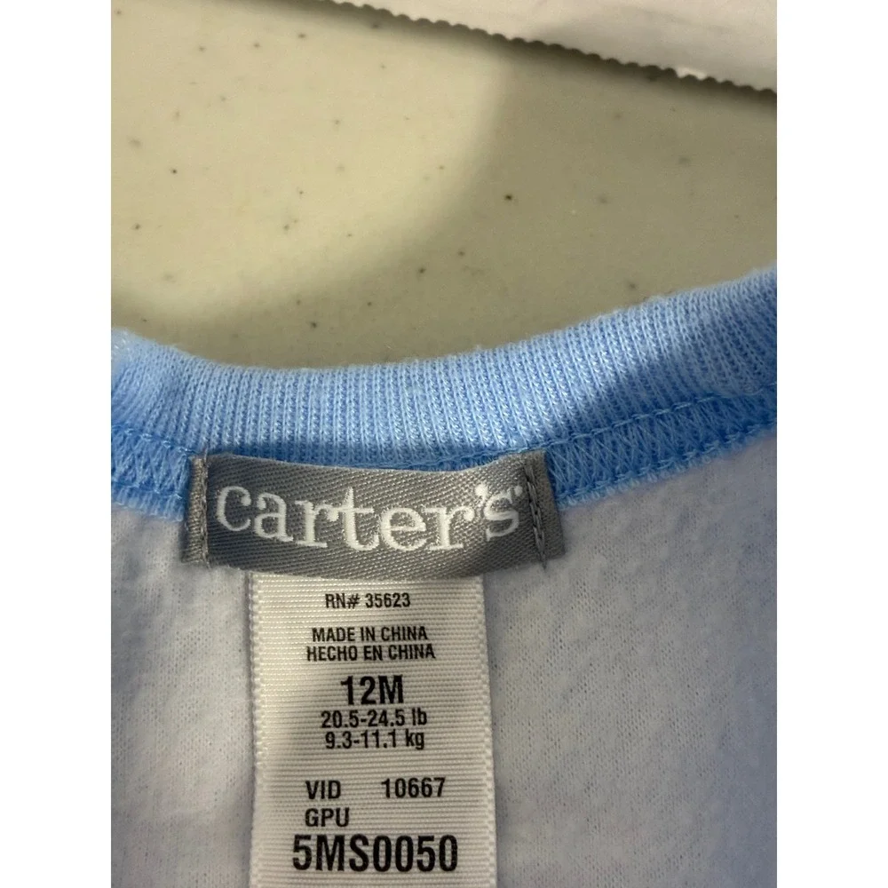 Carters 12M Fleece Footed Pajamas Set of 2 Fire Truck Polar Bear Blue Grey‎ PJs